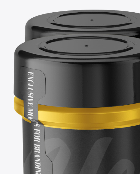 Four Metallic Spice Jars Mockup PSD #1