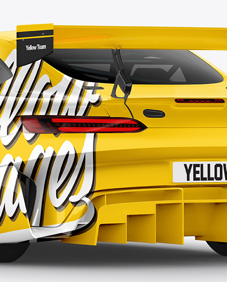 Sport Car Mockup   Back Half Side View PSD #1