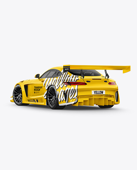 Sport Car Mockup   Back Half Side View PSD #5