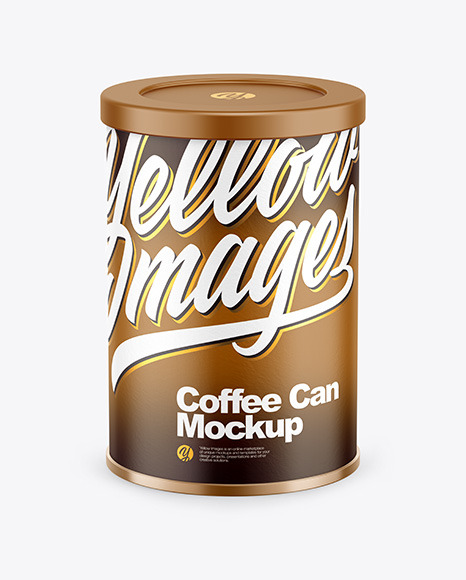 Coffee Tin Can with Paper Finish Mockup PSD #2
