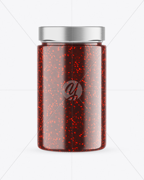 Сlear Glass Jar with Raspberry Jam Mockup