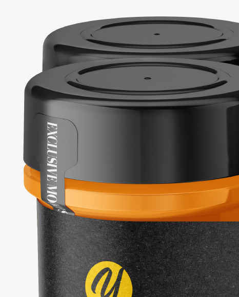 Four Glossy Spice Jars Mockup PSD #2