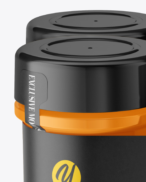 Four Glossy Spice Jars Mockup PSD #1