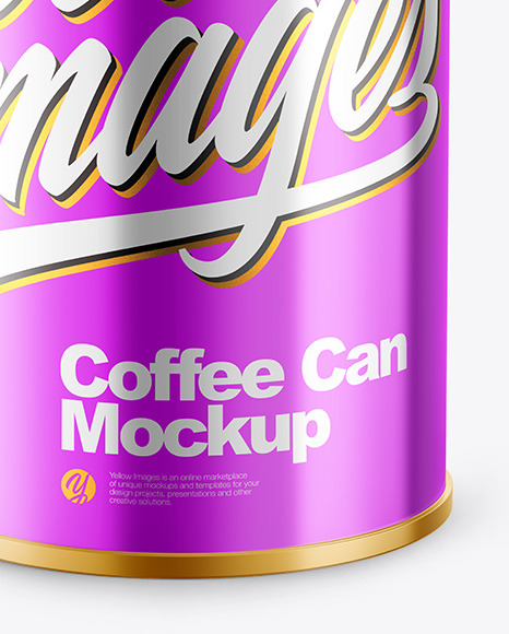 Coffee Tin Can with Glossy Metallic Finish Mockup PSD #7