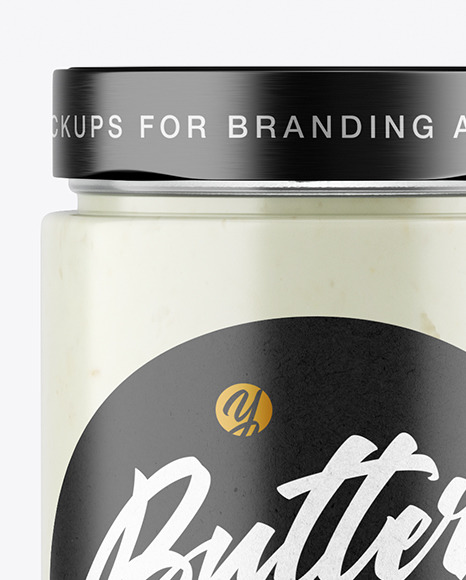 Сlear Glass Jar with Coconut Butter Mockup PSD #2