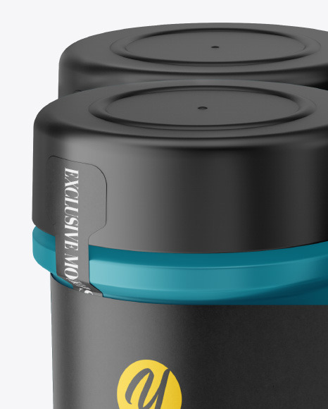 Four Matte Spice Jars Mockup PSD #1