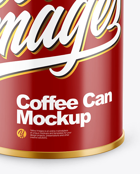 Coffee Tin Can with Glossy Finish Mockup PSD #6