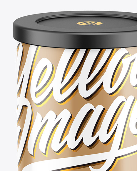 Coffee Tin Can with Glossy Finish Mockup PSD #7