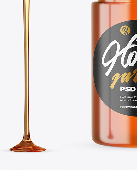 Clear Glass Honey Jar with Wooden Dipper Mockup PSD #1