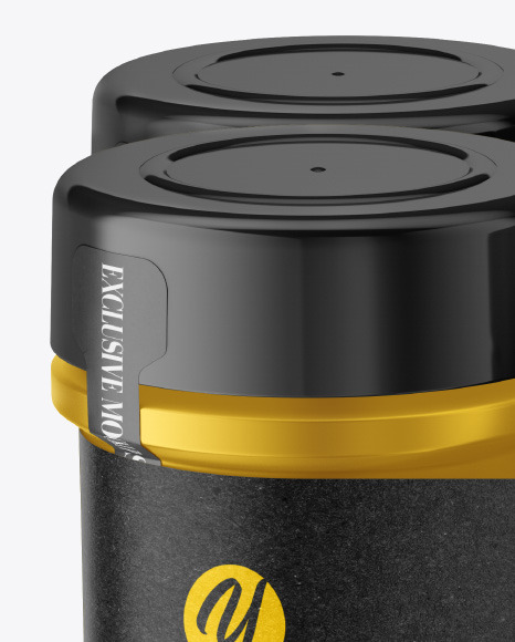 Four Metallic Spice Jars Mockup PSD #2