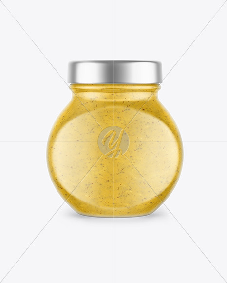 Glass Jar with Mustard Sauce Mockup