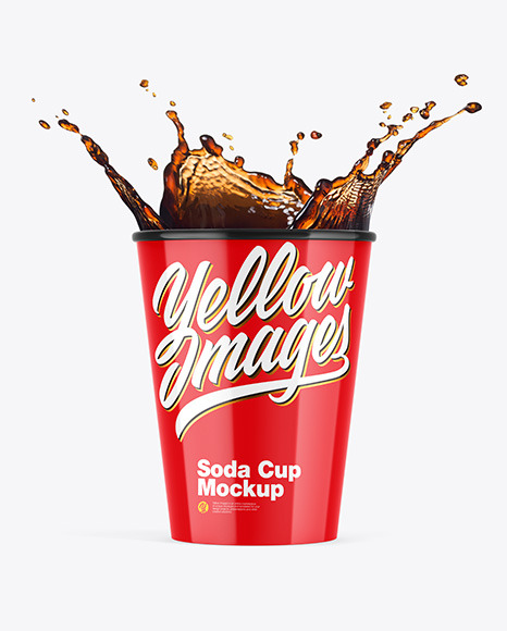 Glossy Soda Cup w  Splash Mockup PSD #2