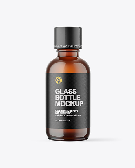 100ml Amber Glass Bottle W  Wooden Lid Mockup PSD #2