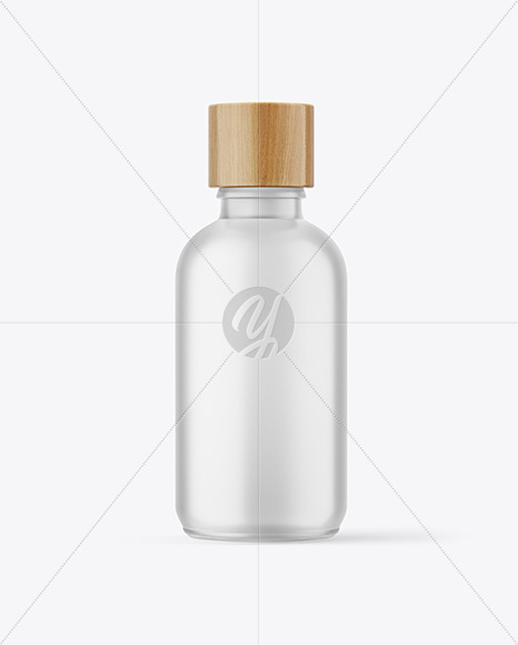 100ml Frosted Glass Bottle W  Wooden Lid Mockup PSD #1