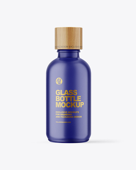 100ml Frosted Glass Bottle W  Wooden Lid Mockup PSD #2