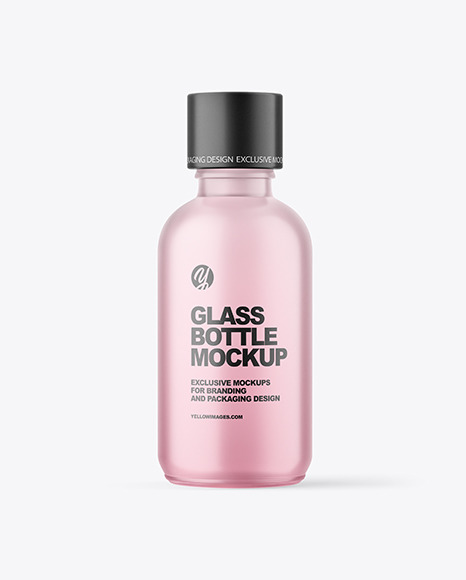 100ml Frosted Glass Bottle W  Wooden Lid Mockup PSD #3