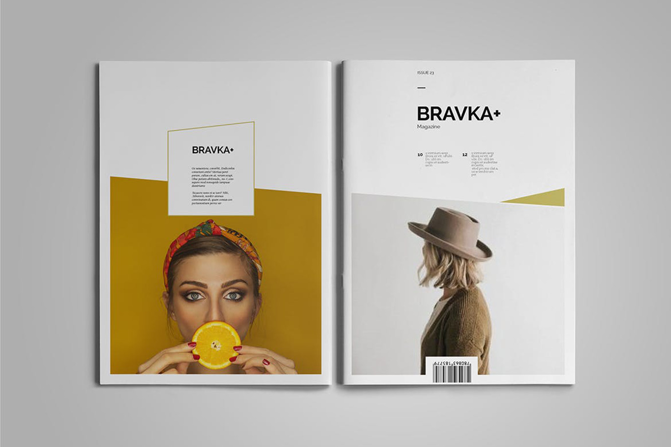 Download Bravka Magazine Template In Magazine Templates On Yellow Images Creative Store