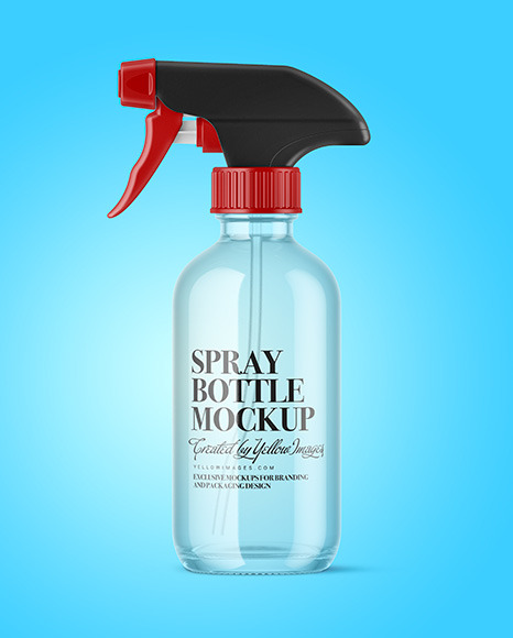 Clear Glass Spray Bottle Mockup PSD #2