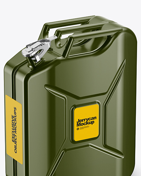Fuel Jerrycan Mockup   Half Side View (High Angle Shot) PSD #1