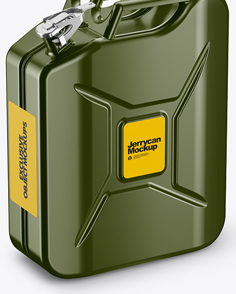 Fuel Jerrycan Mockup   Half Side View (High Angle Shot) PSD #6