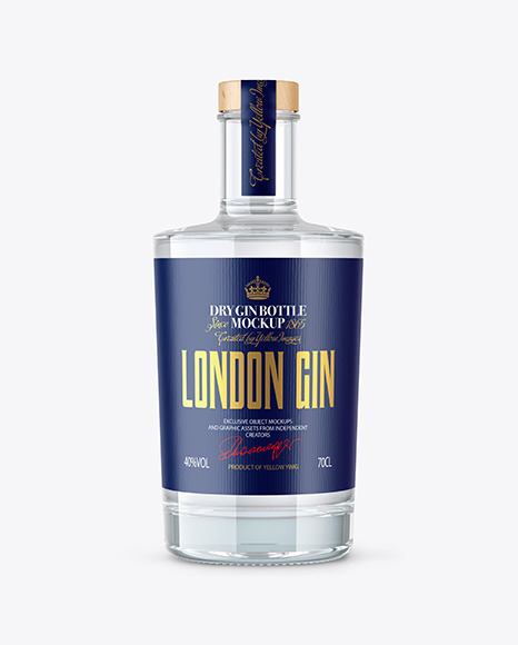 Dry Gin Bottle with Wooden Cap Mockup PSD #2