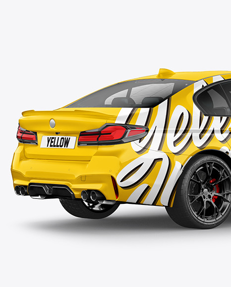 Executive Car Mockup   Back Half Side View PSD #2