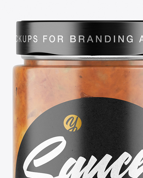 Сlear Glass Jar with Meat Sauce Mockup PSD #2
