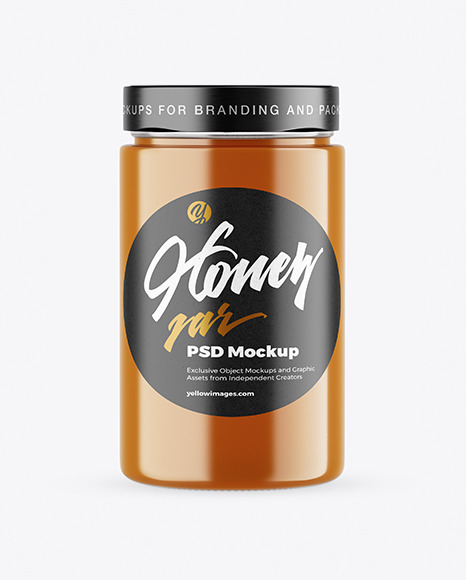 Clear Glass Raw Honey Jar Mockup