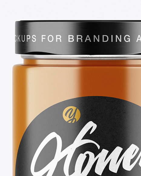 Clear Glass Raw Honey Jar Mockup PSD #2