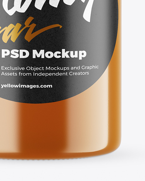 Clear Glass Raw Honey Jar Mockup PSD #1