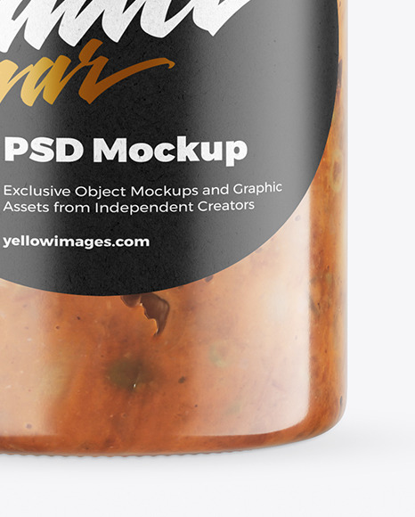 Сlear Glass Jar with Ratatouille sauce Mockup PSD #1