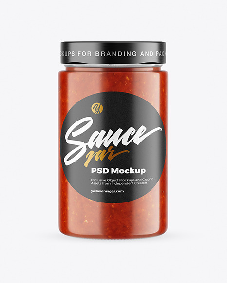 Download Сlear Glass Jar with Tomato Sauce Mockup in Jar Mockups on ...