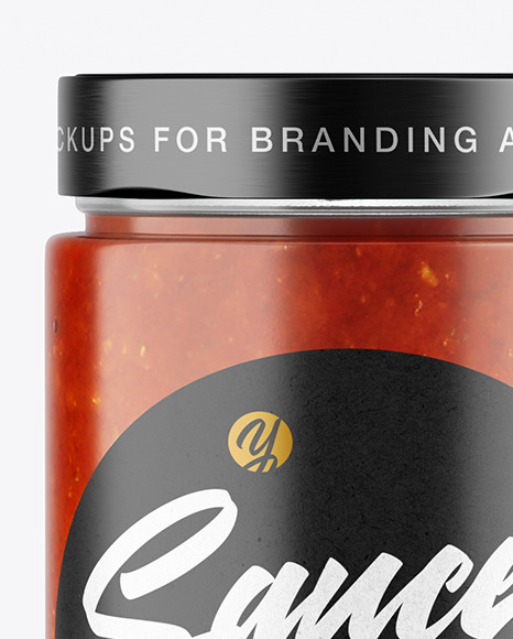 Сlear Glass Jar with Tomato Sauce Mockup PSD #2