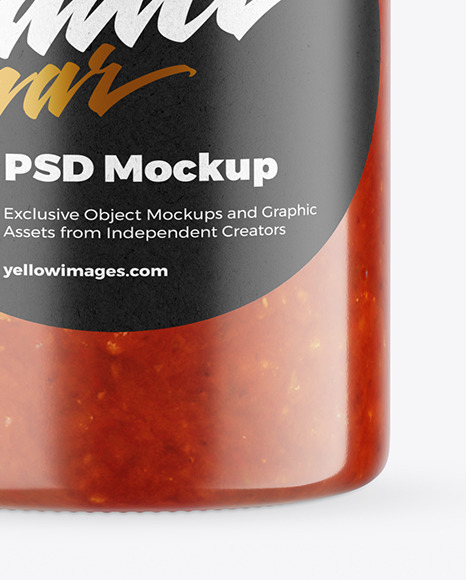 Сlear Glass Jar with Tomato Sauce Mockup PSD #1