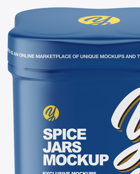 Four Spice Jars w  Matte Shrink Sleeve Mockup PSD #2