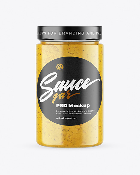 Сlear Glass Jar with Spread Mockup