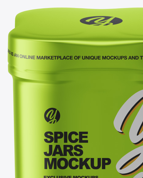 Four Spice Jars w  Metallic Shrink Sleeve Mockup PSD #3