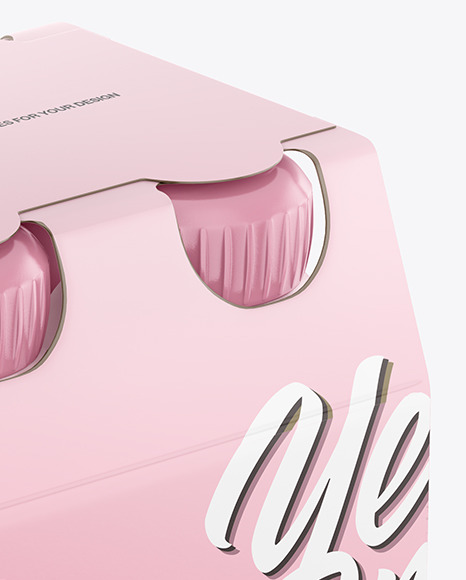 4x125ml Matte Yogurt Pack Mockup PSD #6