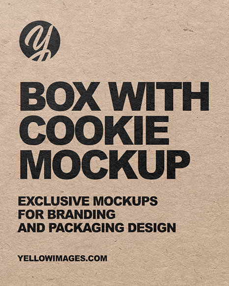 Download Kraft Box With Cookie Mockup In Box Mockups On Yellow Images Object Mockups