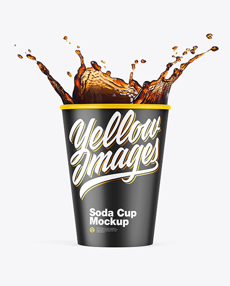 Matte Soda Cup w  Splash Mockup PSD #2