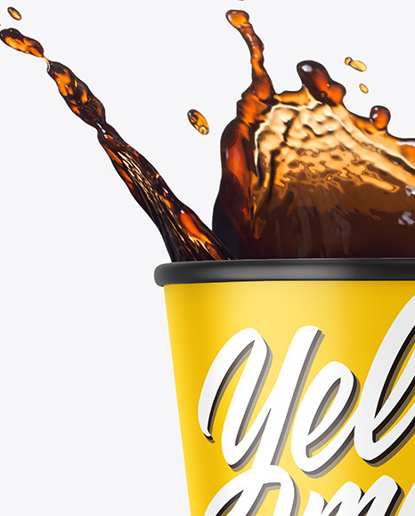 Matte Soda Cup w  Splash Mockup PSD #1