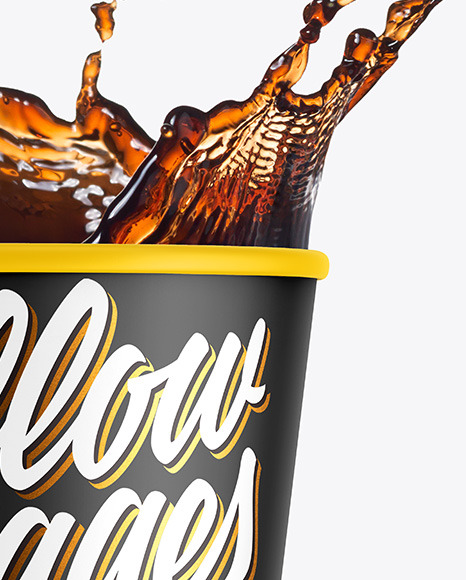Matte Soda Cup w  Splash Mockup PSD #6