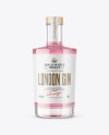 Clear Glass Gin Bottle with Wooden Cap Mockup