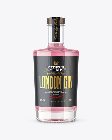 Clear Glass Gin Bottle with Wooden Cap Mockup