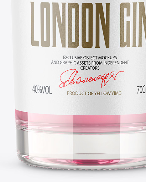 Clear Glass Gin Bottle with Wooden Cap Mockup