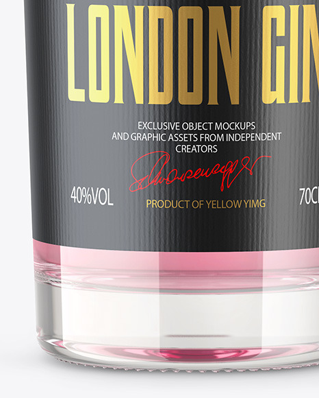 Clear Glass Gin Bottle with Wooden Cap Mockup