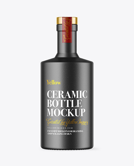 Ceramic Bottle with Wooden Cap Mockup