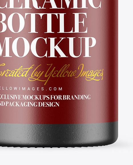 Download Ceramic Bottle with Wooden Cap Mockup in Bottle Mockups on Yellow Images Object Mockups