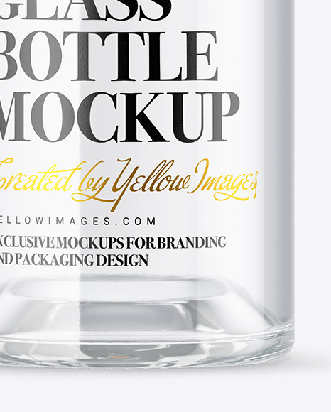 Clear Glass Vodka Bottle with Wooden Cap Mockup PSD #6
