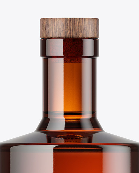 Amber Glass Bottle with Wooden Cap Mockup PSD #2